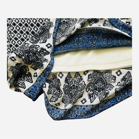 Crescent casual flowy border mosaic swing dress M sleeveless ruched lining - Picture 9 of 15